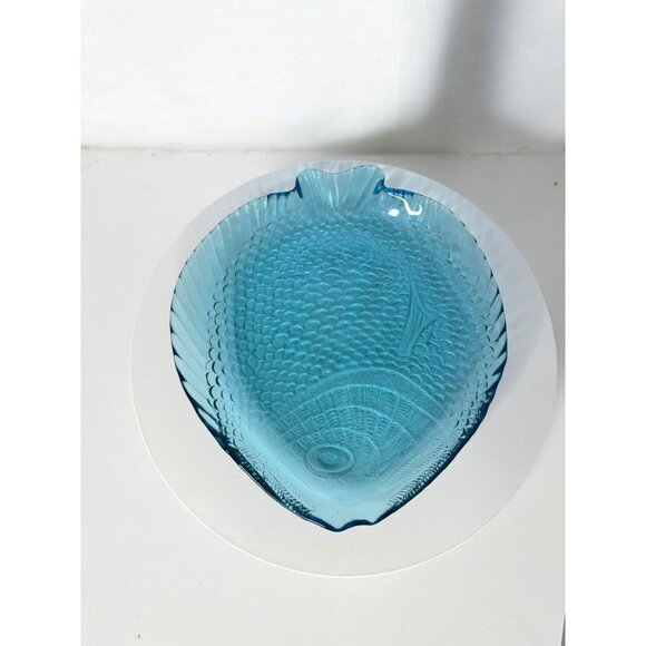 Vintage Ice Blue Glass Fish Serving Dish/Plate - Picture 5 of 8